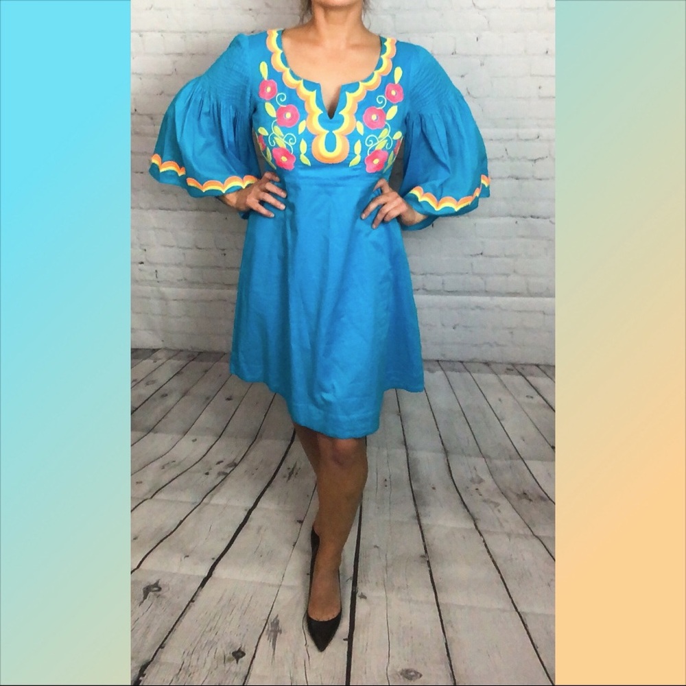 Turquoise Spanish style dress